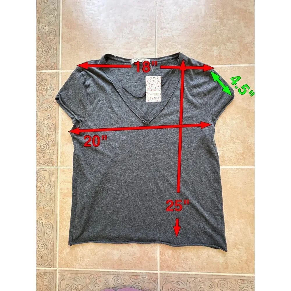 Free People We the Free Kaylen V Neck Short Sleeve‎ T-Shirt Black size: S -NEW!